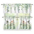 Conjunto de cortinas de cozinha Wiryuouvt Leaf Hummingbird Sage Green