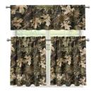 Conjunto de cortinas de cozinha Wiryuouvt Leaf Hunting Camo 3 peças