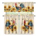 Conjunto de cortinas de cozinha Wiryuouvt Sunflower Rooster 3 peças