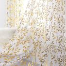Conjunto de cortinas Deeprove Sheer 213 cm de comprimento e 2 painéis em folha dourada