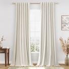 Conjunto de cortinas Guken Cream Linen Blackout 260 cm de comprimento e 2 painéis