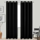 Conjunto de cortinas KOUFALL pretas com 214 cm de comprimento para quarto e 2 painéis