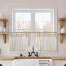 Conjunto de cortinas Lino Rosa Farmhouse Boho 45cm, 2 peças para janela Conjunto de cortinas Lino Rosa Farmhouse Boho 45cm, 2 peças para janela