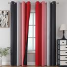 Conjunto de cortinas opacas Ombre vermelhas e pretas Estelar Textiler, 102 polegadas de comprimento e 2 painéis, cortinas com isolamento térmico para quarto, cortinas gradientes com ilhós com bloqueio total de luz para sala de estar, 52 L x 102 L