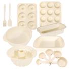 Conjunto de cozimento antiaderente de silicone com moldes para bolos - 7 unidades