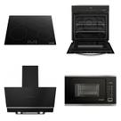 Conjunto de Cozinha Forno mais Cooktop Indução Coifa Forno de Embutir e Micro-ondas. Preto