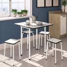 Conjunto de Cozinha Mesa Dobrável Asti 100 e 4 Banquetas Quadradas
