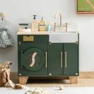 Conjunto de cozinha Play ROBOTIME, máquina de lavar brinquedos de madeira, verde Conjunto de cozinha Play ROBOTIME, máquina de lavar brinquedos de madeira, verde