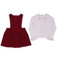 conjunto de criança vestido vermelho e blusa de frio branca