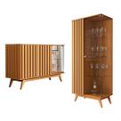 Conjunto de Cristaleira e Aparador Buffet Açai com 3 Portas