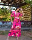 Conjunto de cropped e saia longa
