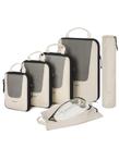 Conjunto de cubos de compressão BAGSMART 6 para viagens bege Conjunto de cubos de compressão BAGSMART 6 para viagens bege