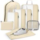 Conjunto de cubos de compressão Gonex 8 para viagens bege Conjunto de cubos de compressão Gonex 8 para viagens bege