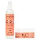 Conjunto de cuidados para cabelos cacheados para crianças Shea Moisture creme de manteiga ondulada de coco e hibisco e spray desembaraçante extra hidratante para crianças com cabelos ondulados, grossos e crespos (conjunto de 2 peças)