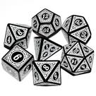 Conjunto de Dados Anduin Wind DND 7 Peças - Preto e Branco