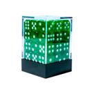 Conjunto de Dados Central Dices D6 Verde Escuro e Branco