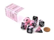Conjunto de dados Chessex Polyhedral 7-Die Gemini preto-rosa com branco