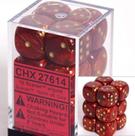 Conjunto de dados Chessex Scarab Scarlet com ouro D6 16mm (12 dados) Conjunto de dados Chessex Scarab Scarlet com ouro D6 16mm (12 dados)