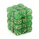 Conjunto de dados Chessex Vortex Green com ouro de 12 mm (36) com estojo