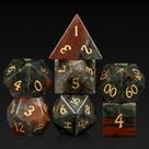 Conjunto de dados DNDND Bloodstone de 7 peças com estojo de metal para D&D