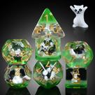 Conjunto de dados DNDND Enchanting Cat, 7 peças de resina com bolsa de veludo