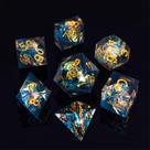 Conjunto de Dados FugaCity DND Artesanal - 7 Acessórios para TTRPG