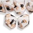 Conjunto de dados GU BEI TE DND, 7 peças de resina estilo gato para jogos de RPG