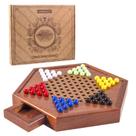 Conjunto de damas chinesas AMEROUS Wooden com armazenamento de 60 bolinhas