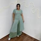 Conjunto de Dança Bata Fenda e Calça Pantalona Moda Evangélica Feminina