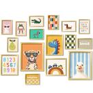 Conjunto de decoração de arte de parede, 16 peças para quarto de crianças, berçário e quarto