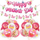 Conjunto de decoração de balões para o Dia das Mães, 25 unidades em rosa e branco