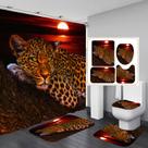 Conjunto de decoração de banheiro 3D Leopard Sunset 4 peças de poliéster
