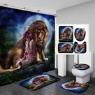 Conjunto de decoração de banheiro com cortina de chuveiro 3D Fantasy Lion Poliéster