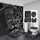 Conjunto de decoração de banheiro Jieprom Lion Shower Curtain com tapetes, 4 peças