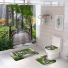 Conjunto de decoração de banheiro Woodland Bridge Nature 4 peças à prova d'água Conjunto de decoração de banheiro Woodland Bridge Nature 4 peças à prova d'água
