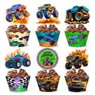 Conjunto de decoração de cupcake Monster Truck Theme 48 unidades