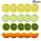 Conjunto de decoração de fatias de frutas artificiais, 20 unidades de limão realista Conjunto de decoração de fatias de frutas artificiais, 20 unidades de limão realista