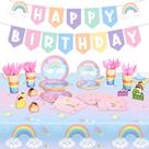 Conjunto de decoração de festa Buryeah Rainbow Birthday 30 Guests Conjunto de decoração de festa Buryeah Rainbow Birthday 30 Guests
