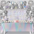 Conjunto de decoração de festa WHYMEO Iridescent Disco Groovy 78 unidades