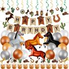 Conjunto de decoração de festa Zhanmai Western Cowboy Birthday 60 unidades