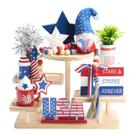 Conjunto de decoração SYNCVIBE, bandeja patriótica em camadas de 4 de julho, 8 peças