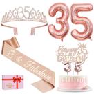 Conjunto de decorações de aniversário YeohJoy 35th Birthday Women Conjunto de decorações de aniversário YeohJoy 35th Birthday Women