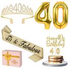Conjunto de decorações de aniversário YeohJoy 40th Birthday Women Gold