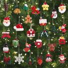 Conjunto de decorações de árvore de Natal, 30 peças de enfeites de resina Conjunto de decorações de árvore de Natal, 30 peças de enfeites de resina