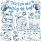 Conjunto de decorações de chá de bebê cocomigo Blue para menino 213 unidades