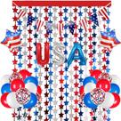 Conjunto de decorações de festa: balões, vermelho, branco, azul, tema patriótico Conjunto de decorações de festa: balões, vermelho, branco, azul, tema patriótico