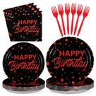 Conjunto de decorações de festa com bolinhas vermelhas grencianas em preto