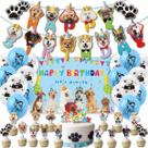 Conjunto de decorações de festa com tema azul de aniversário para cães, 34 unidades