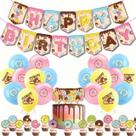 Conjunto de decorações de festa com tema de donut, 43 unidades com balões e banner