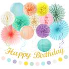 Conjunto de decorações de festa Huglony Pastel-Rainbow Classroom Girls